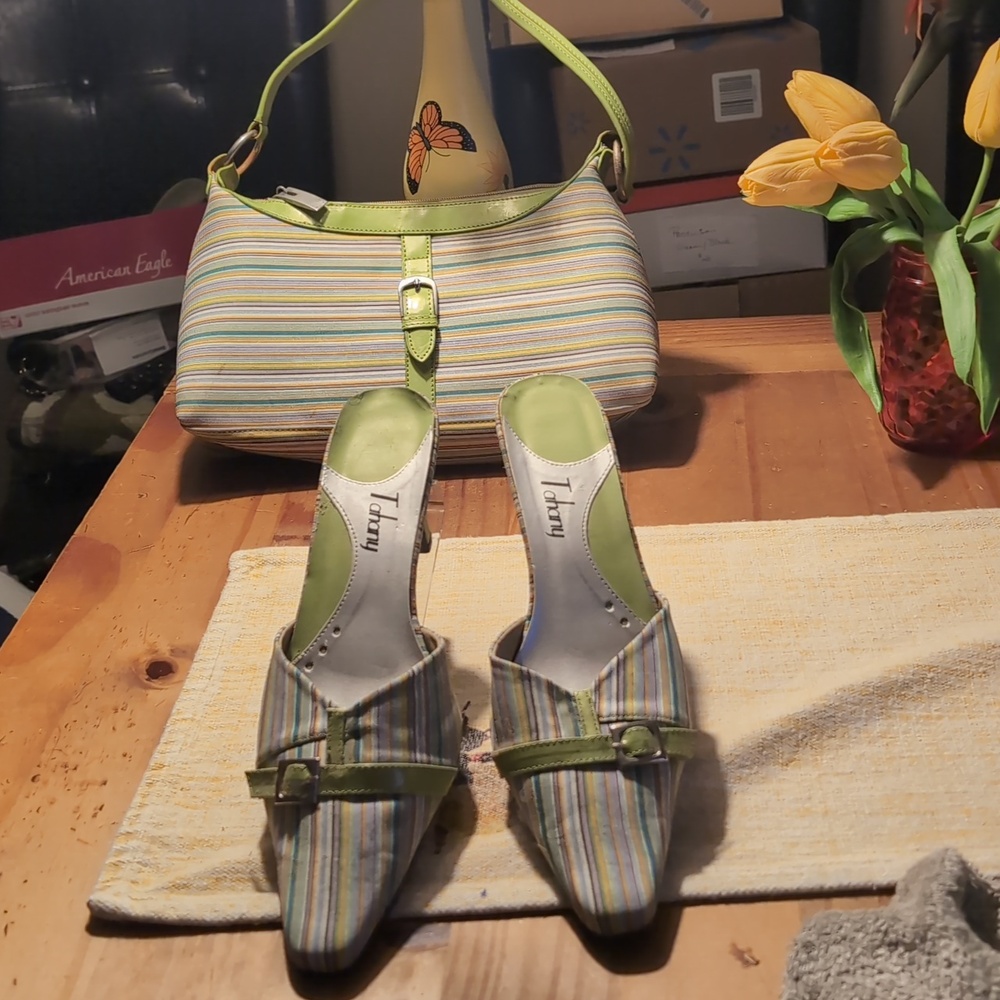 Tommy Hilfiger Multicolor Striped Heels With Matching Purse. This Is a Bundle. - Picture 4 of 4